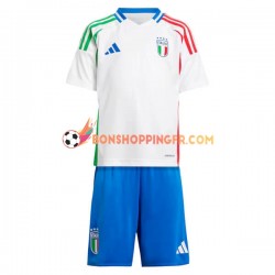 Maillot Extérieur Italie Euro 2024 Blanc Manches Courtes Jeune Enfant(+shorts)