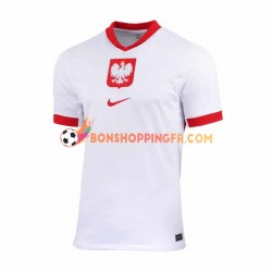 Maillot Domicile Pologne Euro 2024 Blanc Manches Courtes Homme