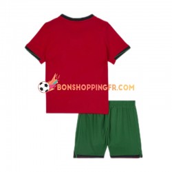 Maillot Domicile Portugal Euro 2024 Rouge Manches Courtes Jeune Enfant(+shorts)