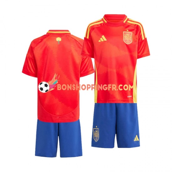 Maillot Domicile Espagne Euro 2024 Rouge Manches Courtes Jeune Enfant(+shorts)