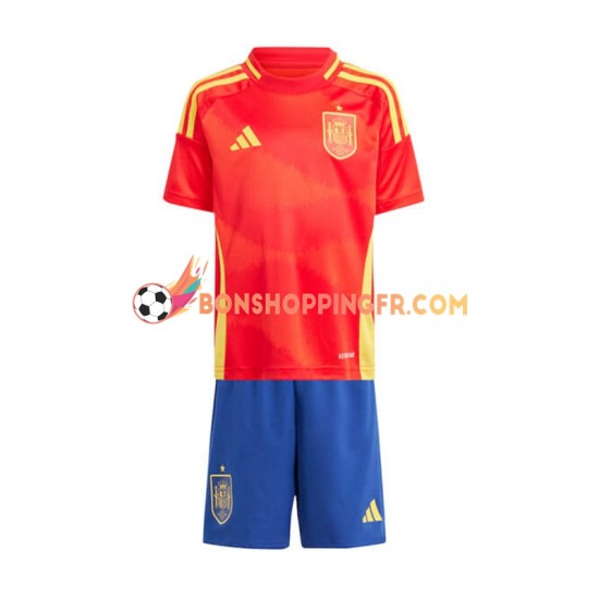 Maillot Domicile Espagne Euro 2024 Rouge Manches Courtes Jeune Enfant(+shorts)