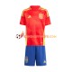 Maillot Domicile Espagne Euro 2024 Rouge Manches Courtes Jeune Enfant(+shorts)