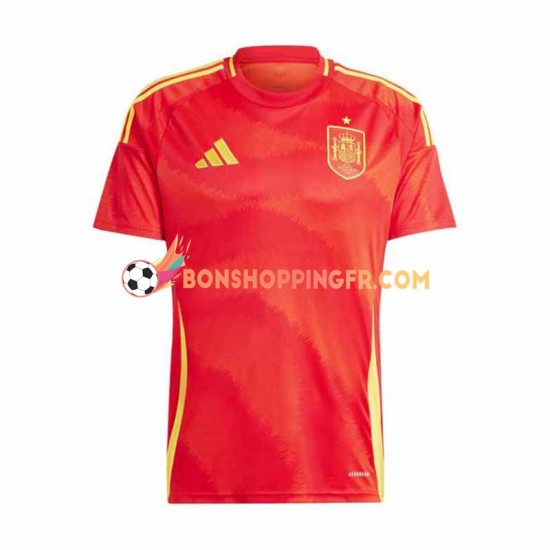 Maillot Domicile Espagne Euro 2024 Rouge Manches Courtes Homme