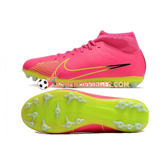 Nike Air Zoom Mercurial Superfly IX Academy AG Chaussures de football Rose Vert