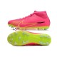 Nike Air Zoom Mercurial Superfly IX Academy AG Chaussures de football Rose Vert