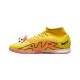 Nike Air Zoom Mercurial Superfly IX Academy IC Halle Lucent Chaussures de football Rose Jaune