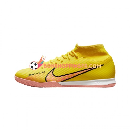 Nike Air Zoom Mercurial Superfly IX Academy IC Halle Lucent Chaussures de football Rose Jaune