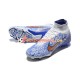Nike Air Zoom Mercurial Superfly IX Elite FG Chaussures de football Or Bleu Blanc