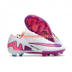 Nike Air Zoom Mercurial Vapor XV Elite AG Chaussures de football Violet Rose Blanc