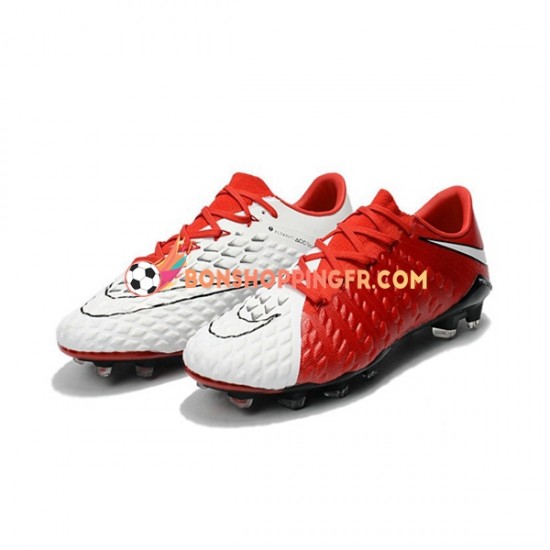 Nike HyperVenom Phantom III Elite FG Chaussures de football Rouge Blanc