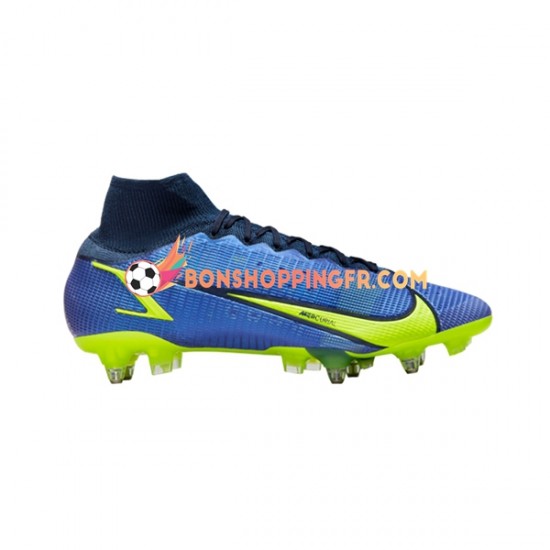 Nike Mercurial Superfly VIII Recharge Elite SG Pro AC Chaussures de football Bleu Jaune