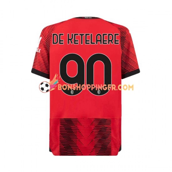 Maillot Domicile AC Milan Charles De Ketelaere 90 2023-2024 Manches Courtes Homme