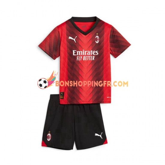 Maillot Domicile AC Milan 2023-2024 Manches Courtes Jeune Enfant(+shorts)