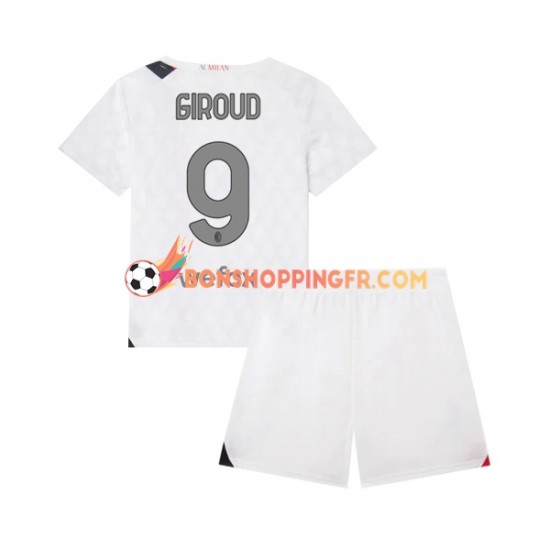 Maillot Extérieur AC Milan Olivier Giroud 9 2023-2024 Manches Courtes Jeune Enfant(+shorts)