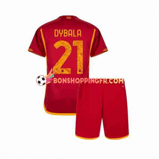 Maillot Domicile AS Rome Paulo Dybala 21 2023-2024 Manches Courtes Jeune Enfant(+shorts)