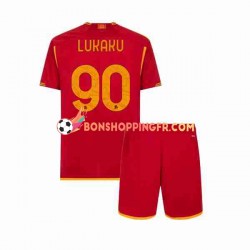 Maillot Domicile AS Rome Romelu Lukaku 90 2023-2024 Manches Courtes Jeune Enfant(+shorts)