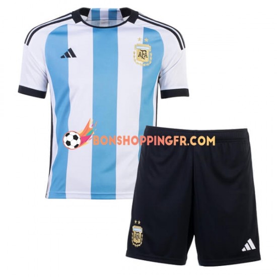 Maillot Domicile Argentine Coupe du Monde 2022 Manches Courtes Jeune Enfant(+shorts)