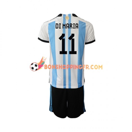 Maillot Domicile Argentine Di Maria 11 Coupe du Monde 2022 Manches Courtes Jeune Enfant(+shorts)