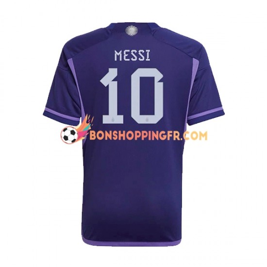 Maillot Extérieur Argentine Lionel Messi 10 Coupe du Monde 2022 Manches Courtes Homme