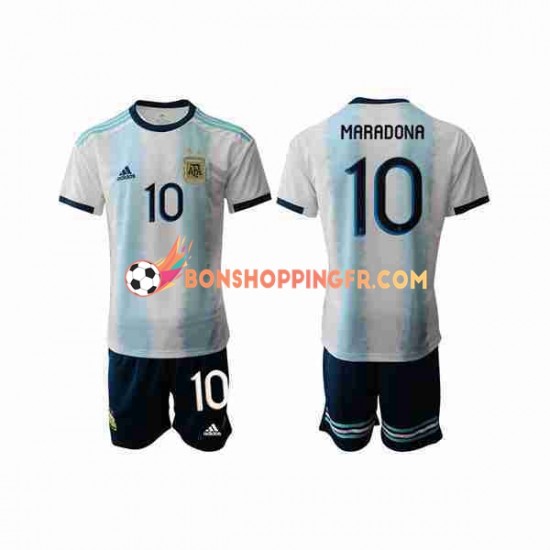 Maillot Domicile Argentine Maradona 10 2019-2020 Manches Courtes Jeune Enfant(+shorts)