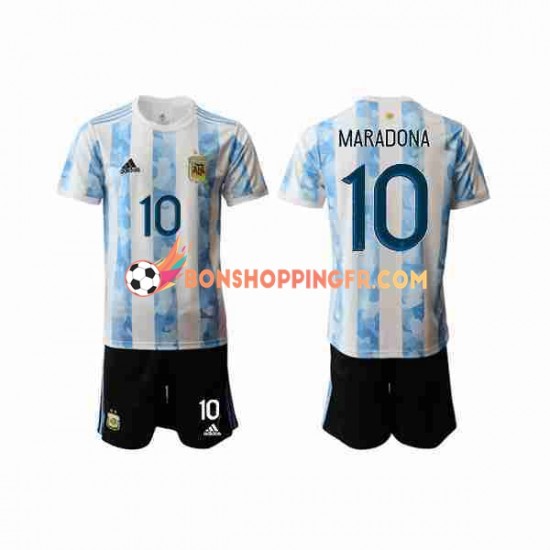 Maillot Domicile Argentine Maradona 10 2020-2021 Manches Courtes Jeune Enfant(+shorts)