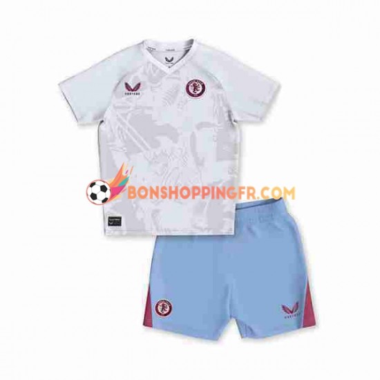 Maillot Extérieur Aston Villa 2023-2024 Manches Courtes Jeune Enfant(+shorts)