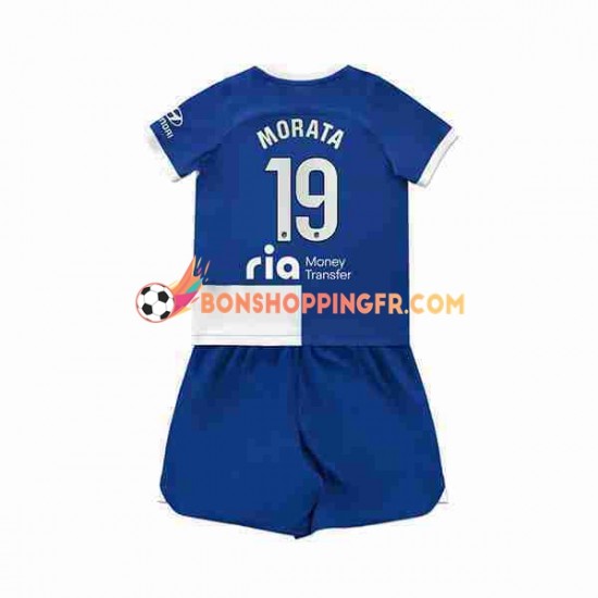 Maillot Extérieur Atlético Madrid Alvaro Morata 19 2023-2024 Manches Courtes Jeune Enfant(+shorts)