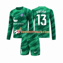 Maillot Extérieur Atlético Madrid Gardien Jan Oblak 13 2023-2024 Manches Longues Jeune Enfant(+shorts)