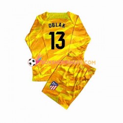Maillot Atlético Madrid Gardien Jan Oblak 13 2023-2024 Orange Manches Longues Jeune Enfant(+shorts)