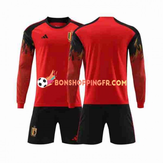 Maillot Domicile Belgique Coupe du Monde 2022 Manches Longues Jeune Enfant(+shorts)