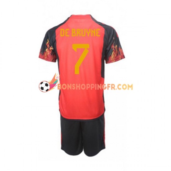 Maillot Domicile Belgique De Bruyne 7 Coupe du Monde 2022 Manches Courtes Jeune Enfant(+shorts)