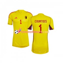 Maillot Extérieur Belgique Gardien Courtois 1 Coupe du Monde 2022 Manches Courtes Homme