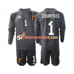 Maillot Extérieur Belgique Gardien Courtois 1 2022 Manches Longues Jeune Enfant(+shorts)
