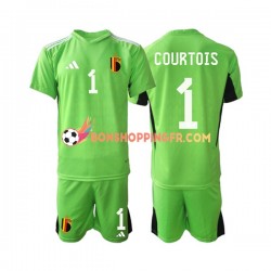 Maillot Domicile Belgique Gardien Courtois 1 2022 Manches Courtes Jeune Enfant(+shorts)