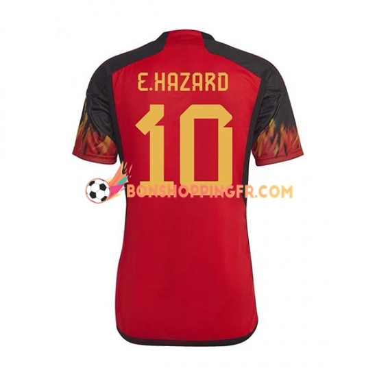 Maillot Domicile Belgique Hazard 10 Coupe du Monde 2022 Manches Courtes Homme