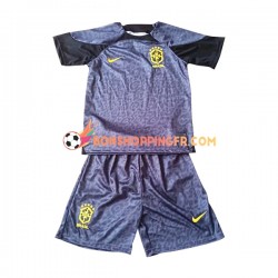 Maillot Domicile Brésil Gardien Coupe du Monde 2022 Manches Courtes Jeune Enfant(+shorts)