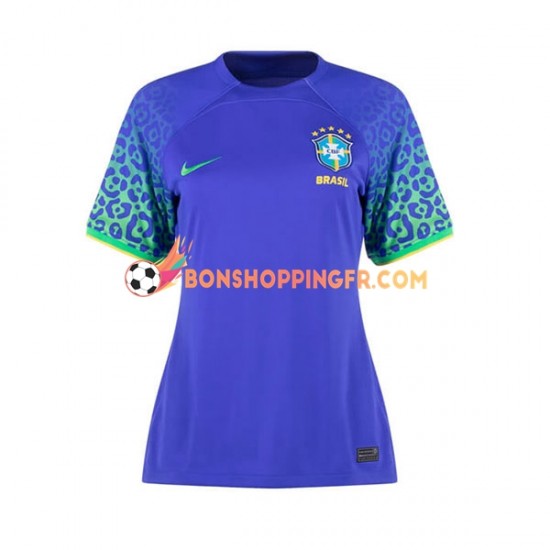 Maillot Extérieur Brésil Coupe du Monde 2022 Manches Courtes Femme