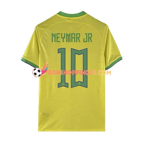 Maillot Domicile Brésil Neymar JR 10 Coupe du Monde 2022 Manches Courtes Homme