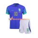 Maillot Extérieur Brésil Ronaldinho 10 Coupe du Monde 2022 Manches Courtes Jeune Enfant(+shorts)