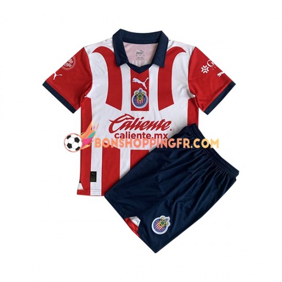 Maillot Domicile Deportivo Guadalajara 2023-2024 Manches Courtes Jeune Enfant(+shorts)