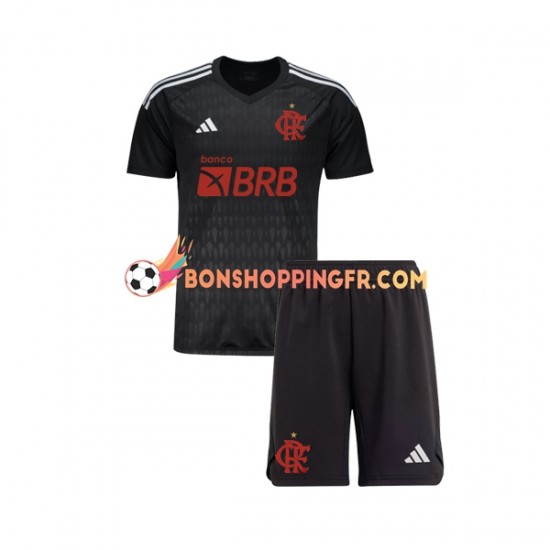 Maillot Extérieur CR Flamengo Gardien 2023-2024 Manches Courtes Jeune Enfant(+shorts)