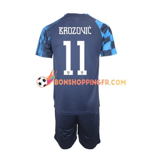 Maillot Extérieur Croatie Brozovic 11 Coupe du Monde 2022 Manches Courtes Jeune Enfant(+shorts)