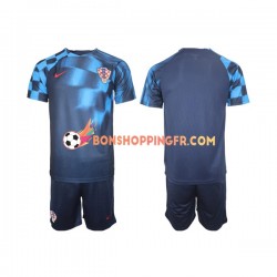 Maillot Extérieur Croatie Coupe du Monde 2022 Manches Courtes Jeune Enfant(+shorts)