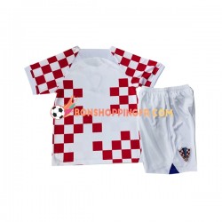 Maillot Domicile Croatie Coupe du Monde 2022 Manches Courtes Jeune Enfant(+shorts)