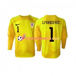 Maillot Domicile Croatie Gardien Dominik Livakovic 1 Coupe du Monde 2022 Manches Longues Homme