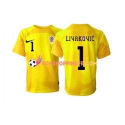 Maillot Domicile Croatie Gardien Dominik Livakovic 1 Coupe du Monde 2022 Manches Courtes Homme