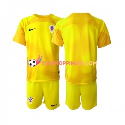 Maillot Domicile Croatie Gardien Coupe du Monde 2022 Manches Courtes Jeune Enfant(+shorts)