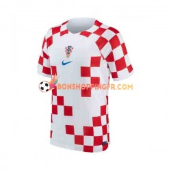 Maillot Domicile Croatie Coupe du Monde 2022 Manches Courtes Homme