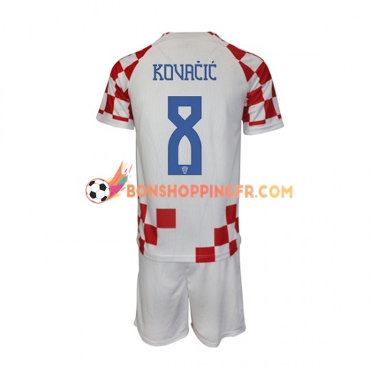 Maillot Domicile Croatie Kovacic 8 Coupe du Monde 2022 Manches Courtes Jeune Enfant(+shorts)