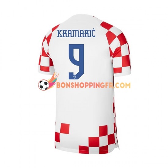 Maillot Domicile Croatie Kramaric 9 Coupe du Monde 2022 Manches Courtes Homme